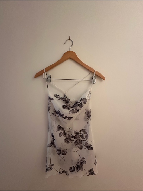La SENZA Other - Sheer Floral Cowl Neck Slip dress White and Gray